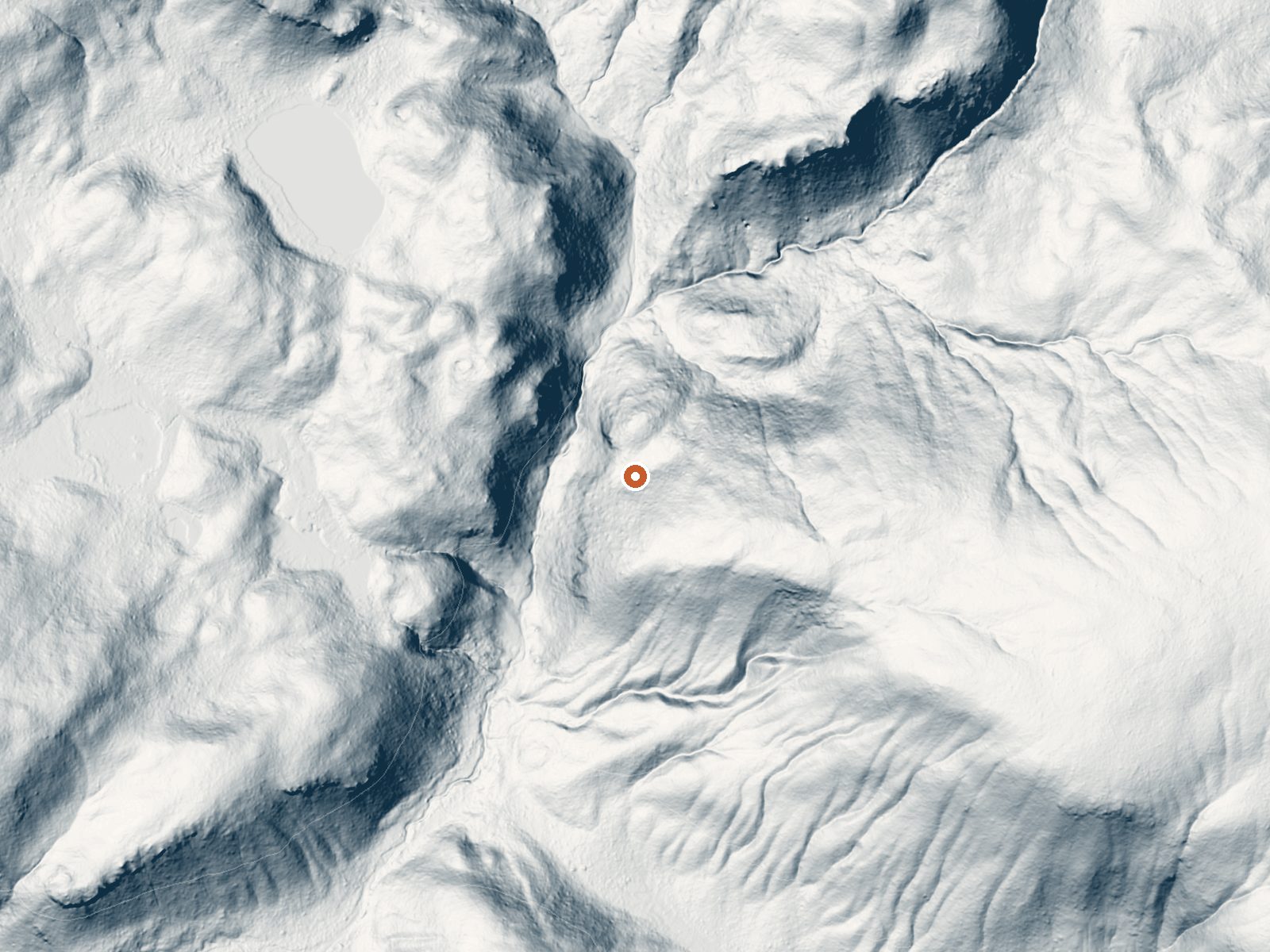 LiDAR bare-earth view of the same ground around Hot Springs On Bog Creek
