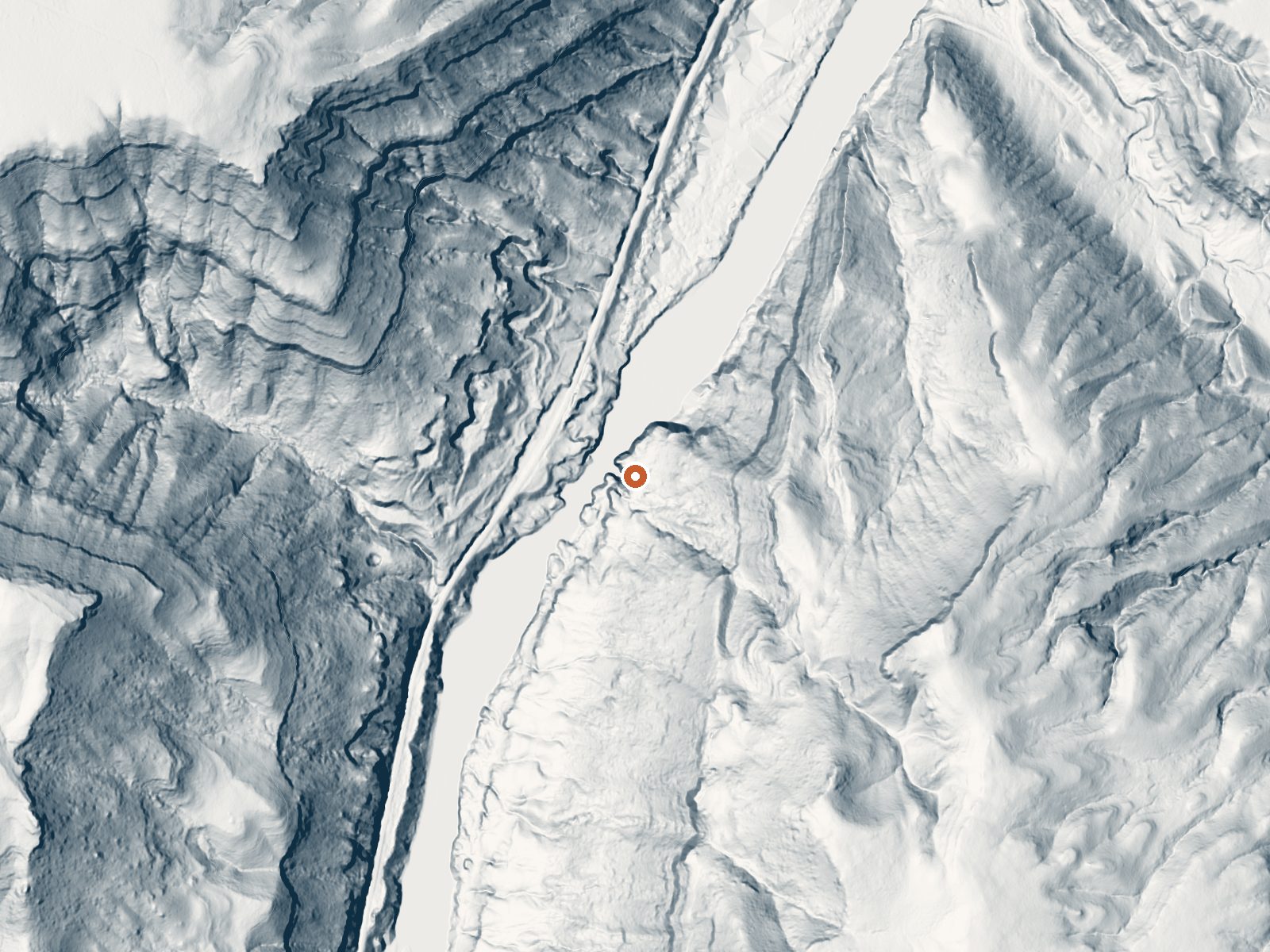 LiDAR bare-earth view of the same ground around Little Sheep Mountain Spring