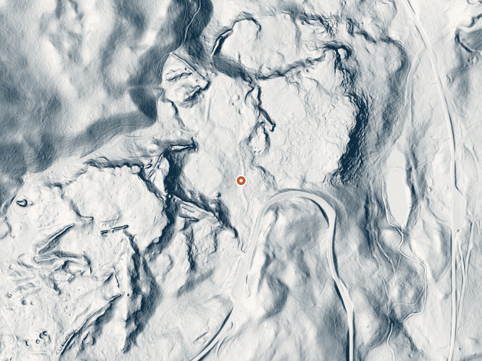LiDAR bare-earth view of the same ground around Mammoth Hot Springs