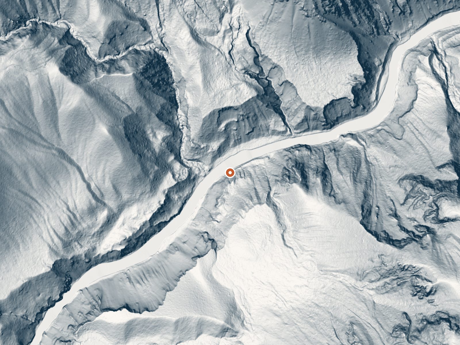 LiDAR bare-earth view of the same ground around Sevenmile Hole