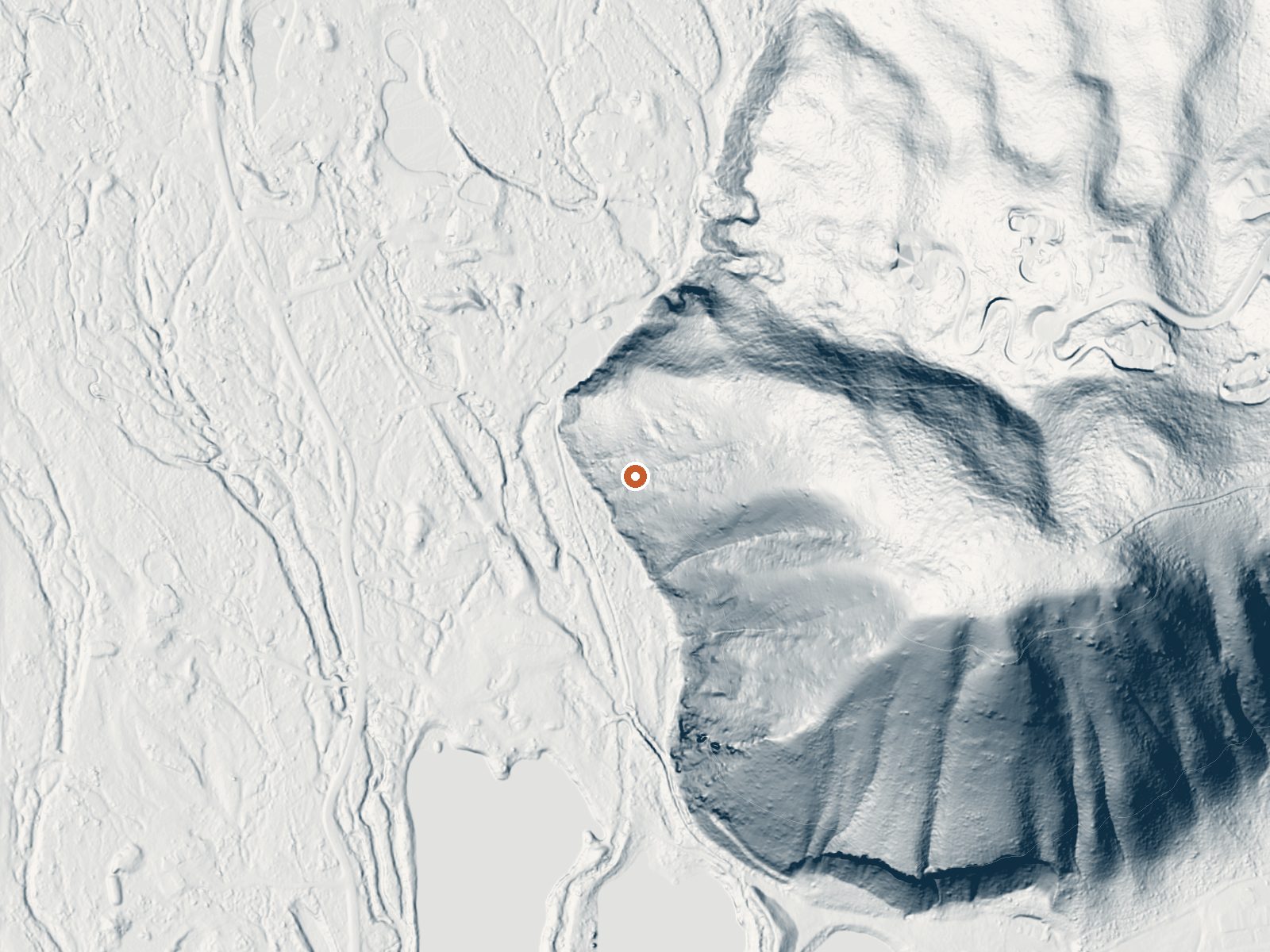 LiDAR bare-earth view of the same ground around Boyles Hill Springs