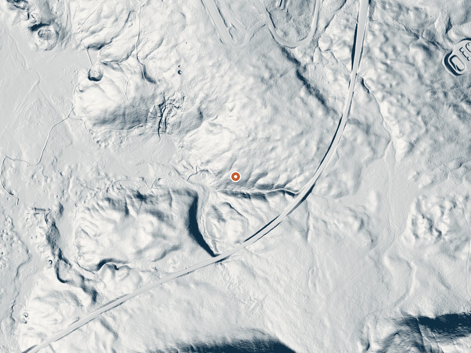LiDAR bare-earth view of the same ground around Echinus Geyser