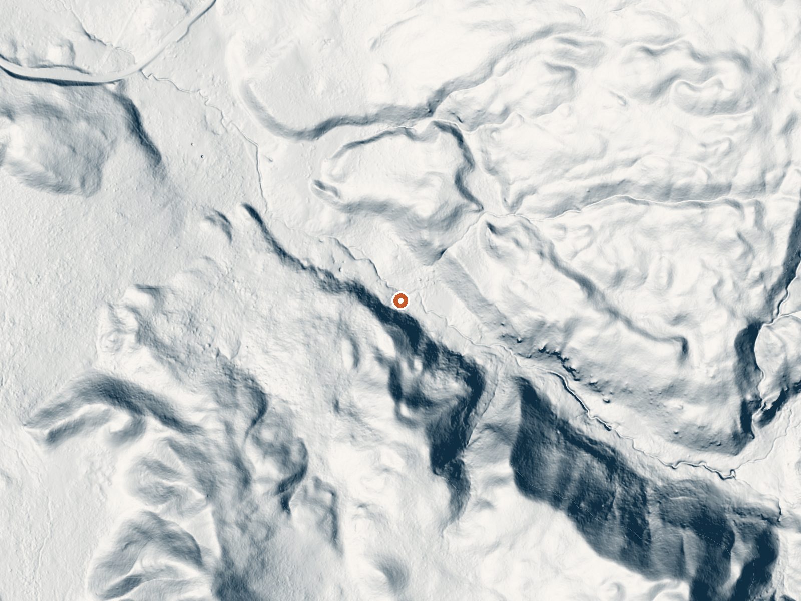 LiDAR bare-earth view of the same ground around Five Sisters Springs