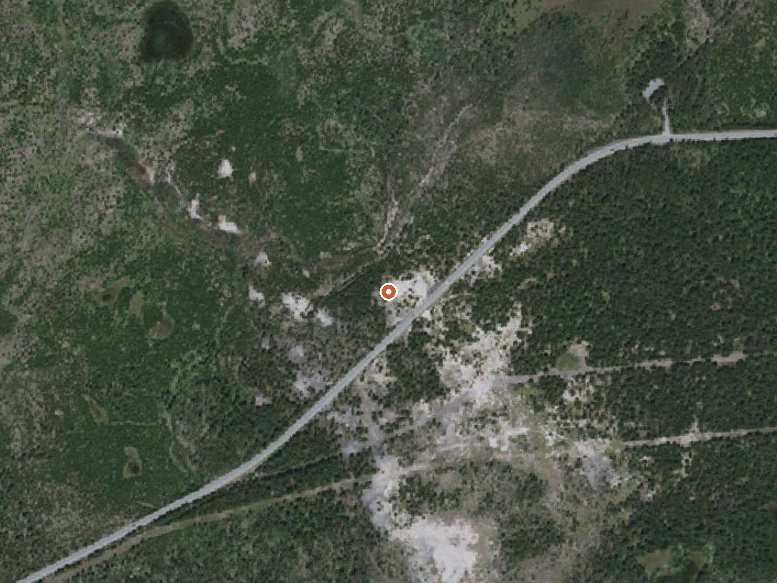 Aerial view of the ground around Gas Vents