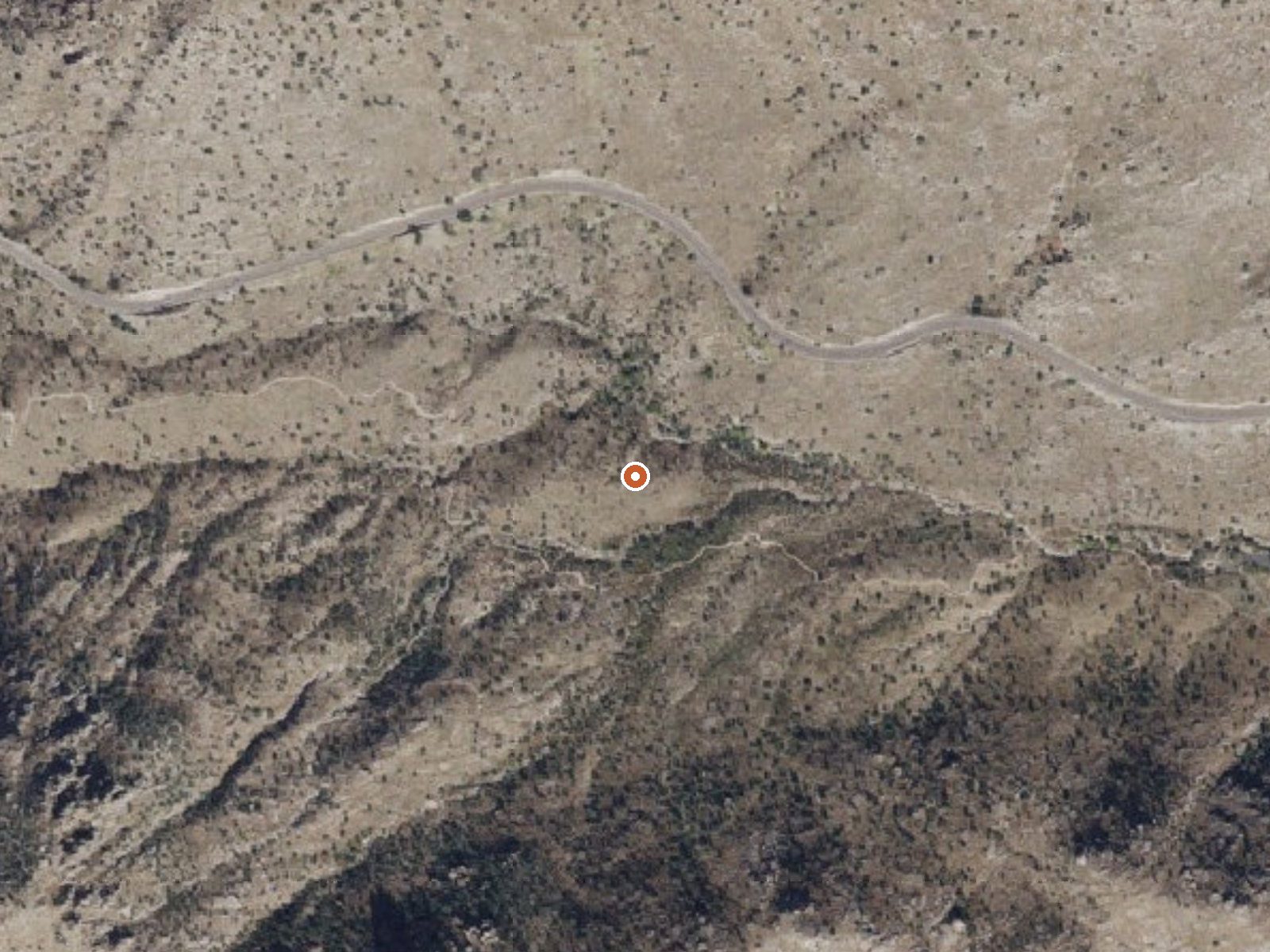 Aerial view of the ground around Mercer Spring
