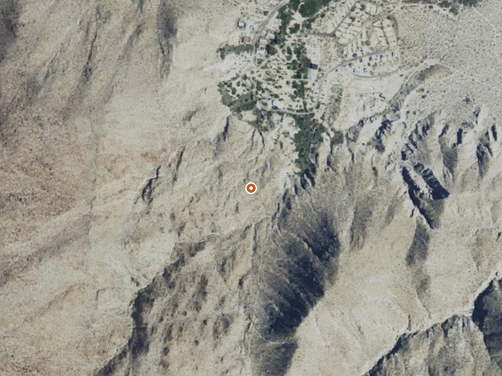 Aerial view of the ground around Agua Caliente Springs