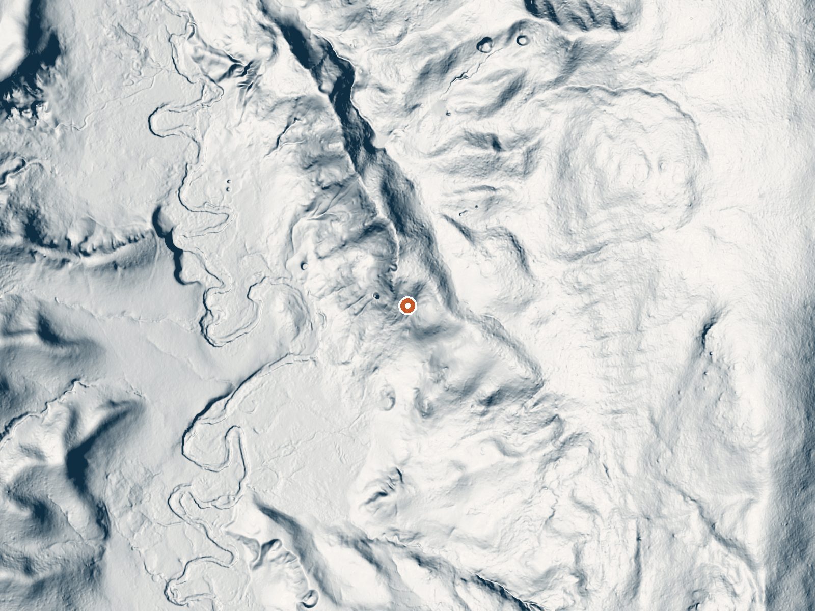 LiDAR bare-earth view of the same ground around The Mushpots