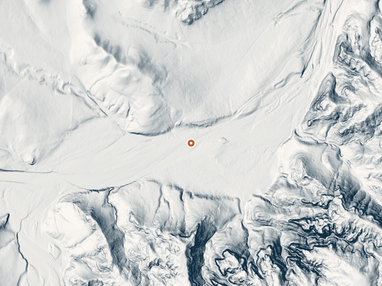 LiDAR bare-earth view of the same ground around Warm Springs (Immigrants Washtub)