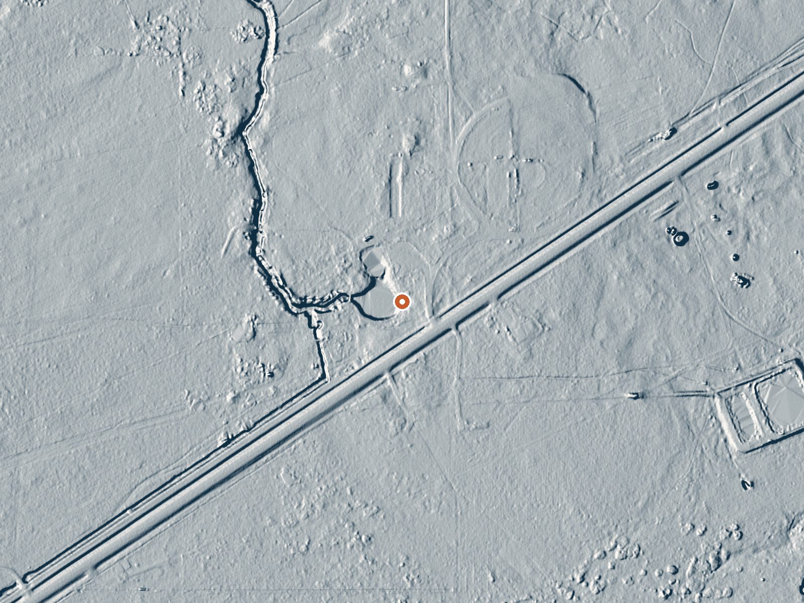 LiDAR bare-earth view of the same ground around Washakie Mineral Hot Springs