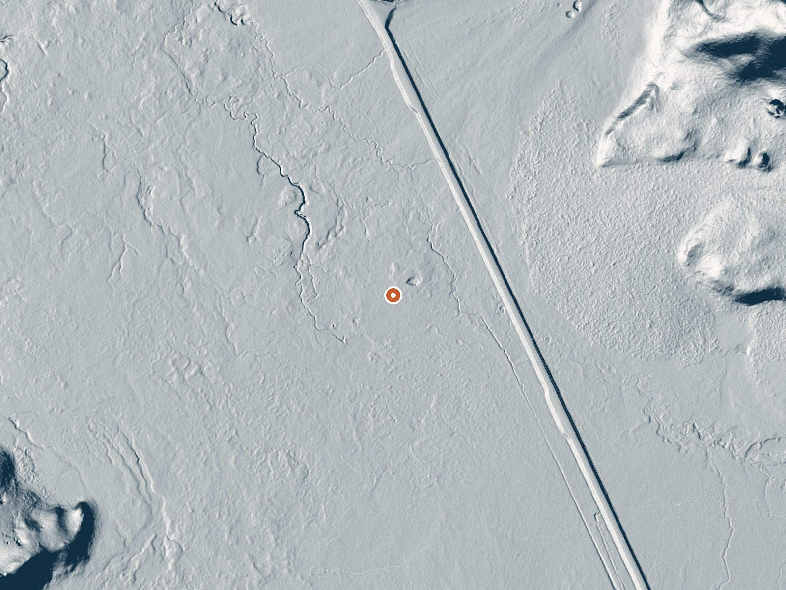 LiDAR bare-earth view of the same ground around the spring