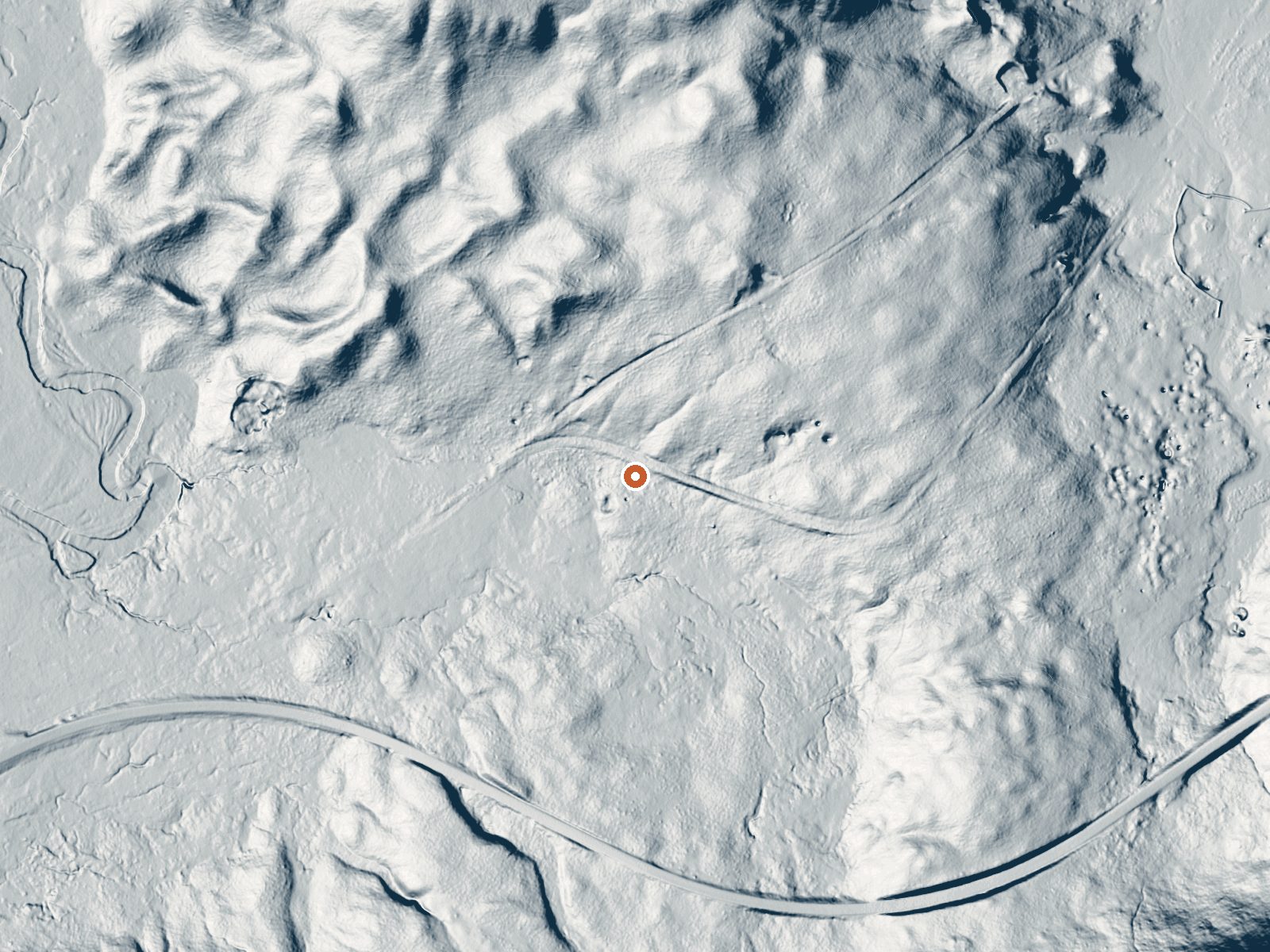 LiDAR bare-earth view of the same ground around the spring