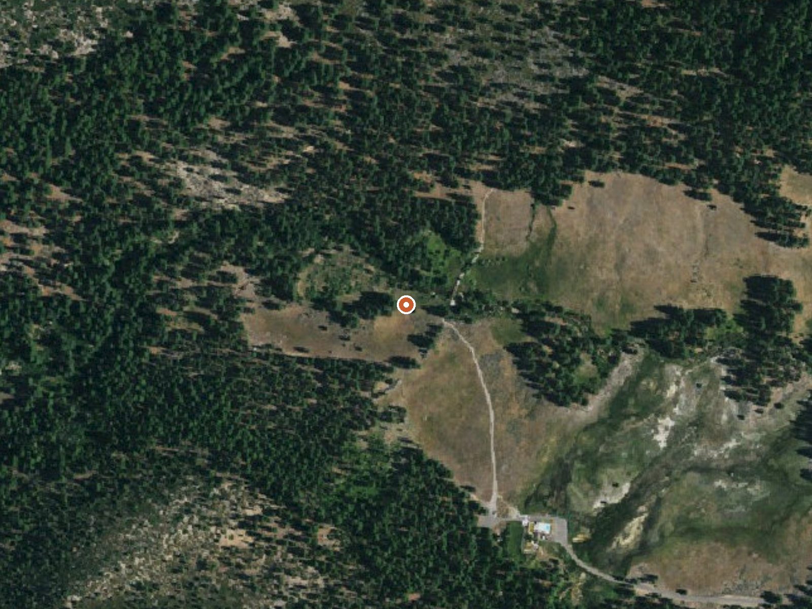 Aerial view of the ground around Grovers Hot Springs