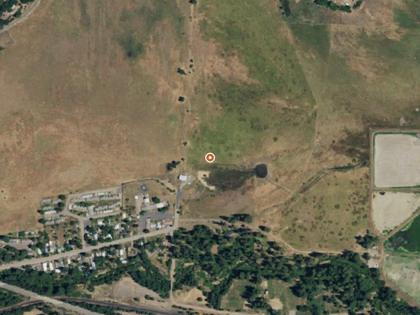 Aerial view of the ground around Indian Valley Hot Springs