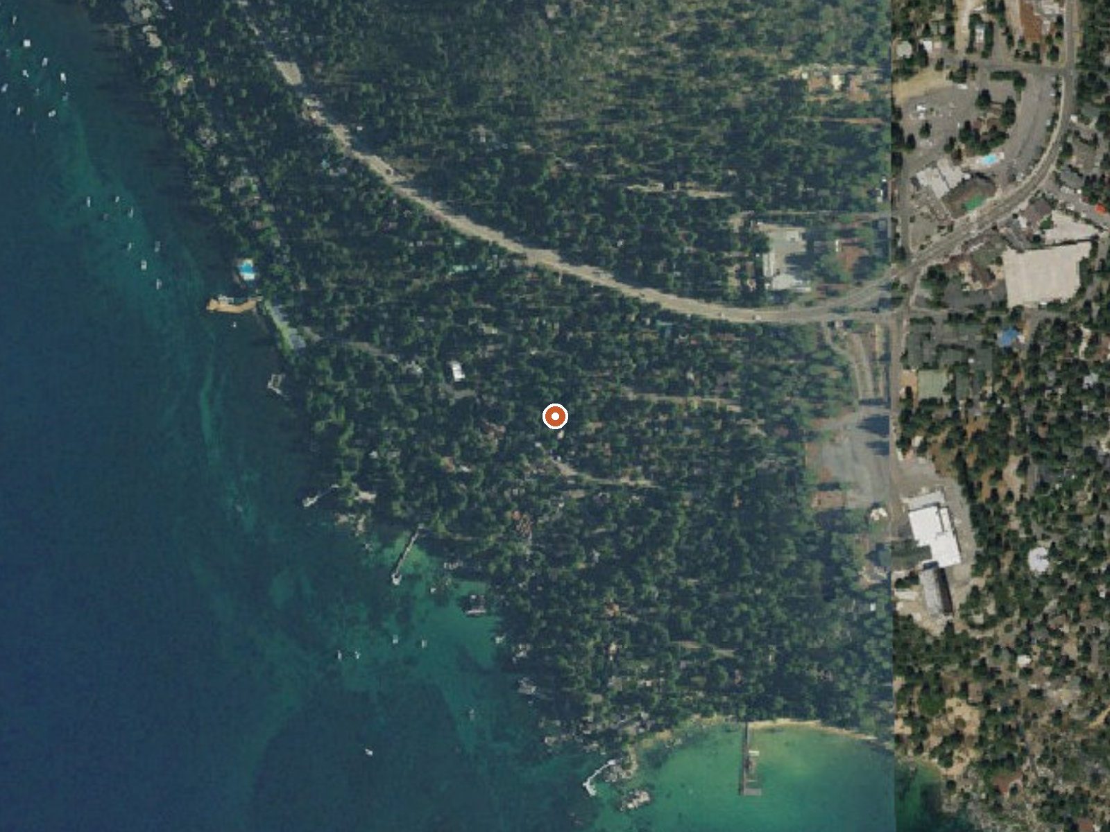 Aerial view of the ground around Brockway Hot Springs