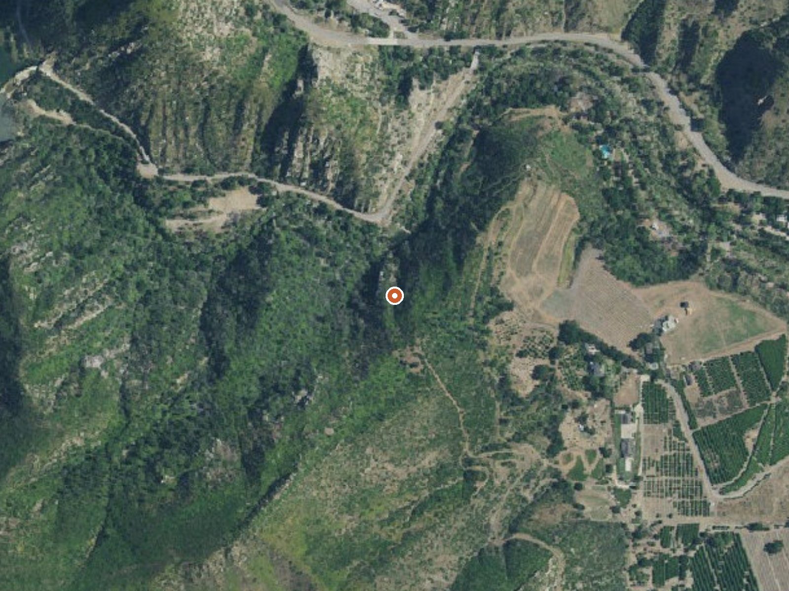 Aerial view of the ground around Matilija Hot Springs