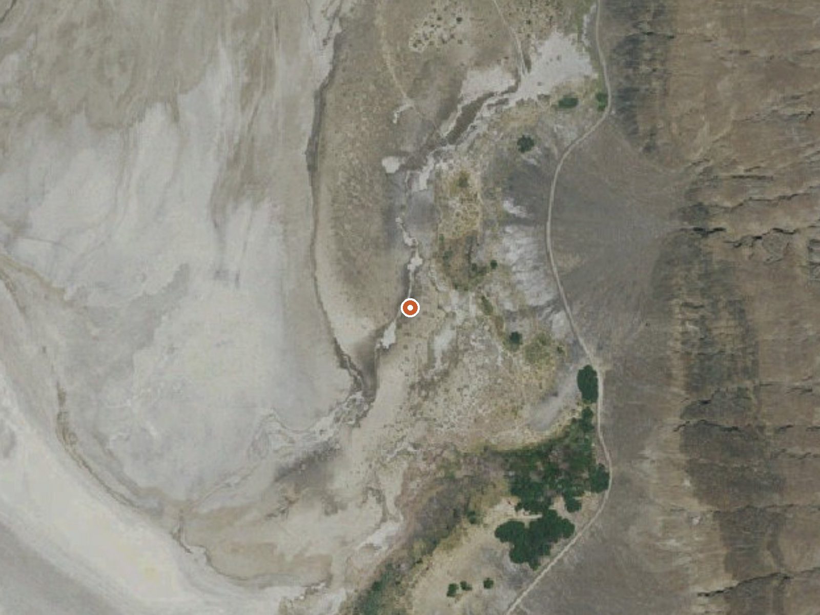 Aerial view of the ground around Warm Sulphur Springs