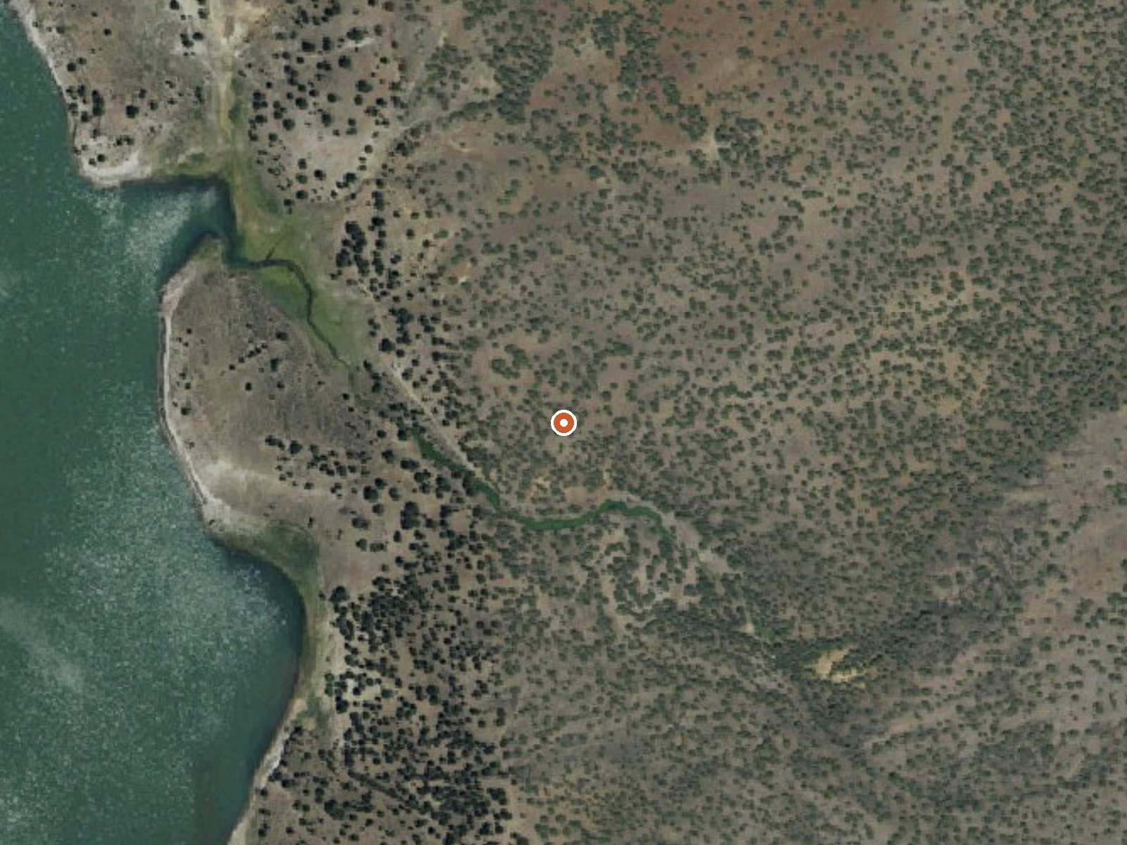 Aerial view of the ground around West Valley Reservoir Hot Spring