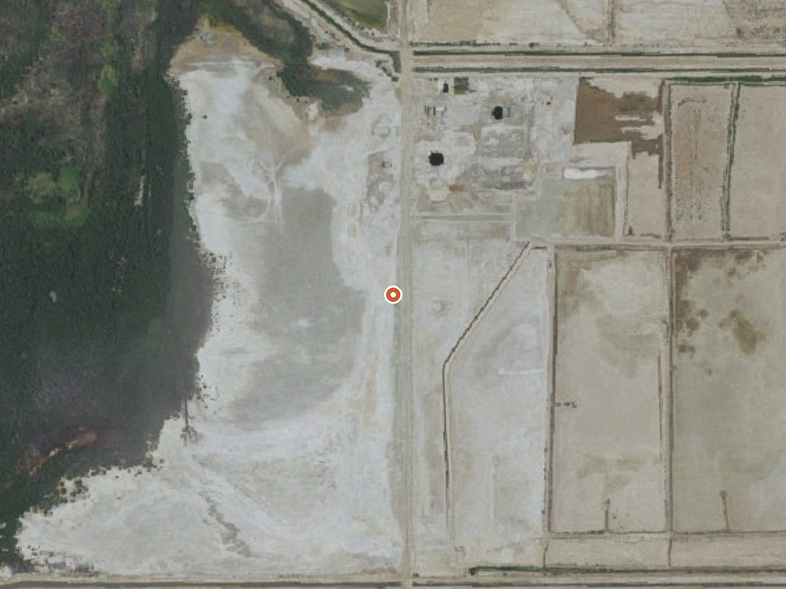 Aerial view of the ground around Wister Mud Pot