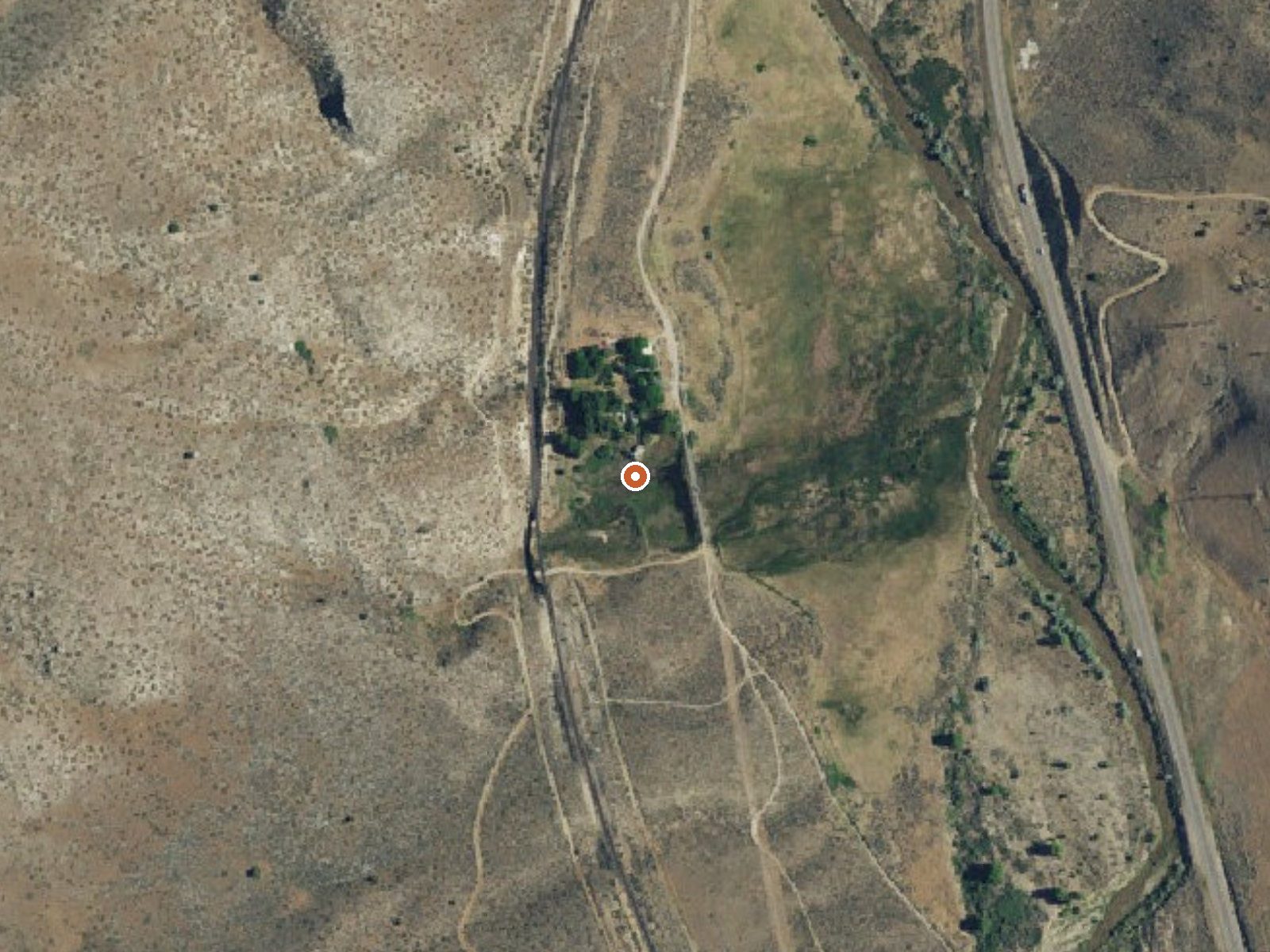 Aerial view of the ground around Zamboni Hot Springs