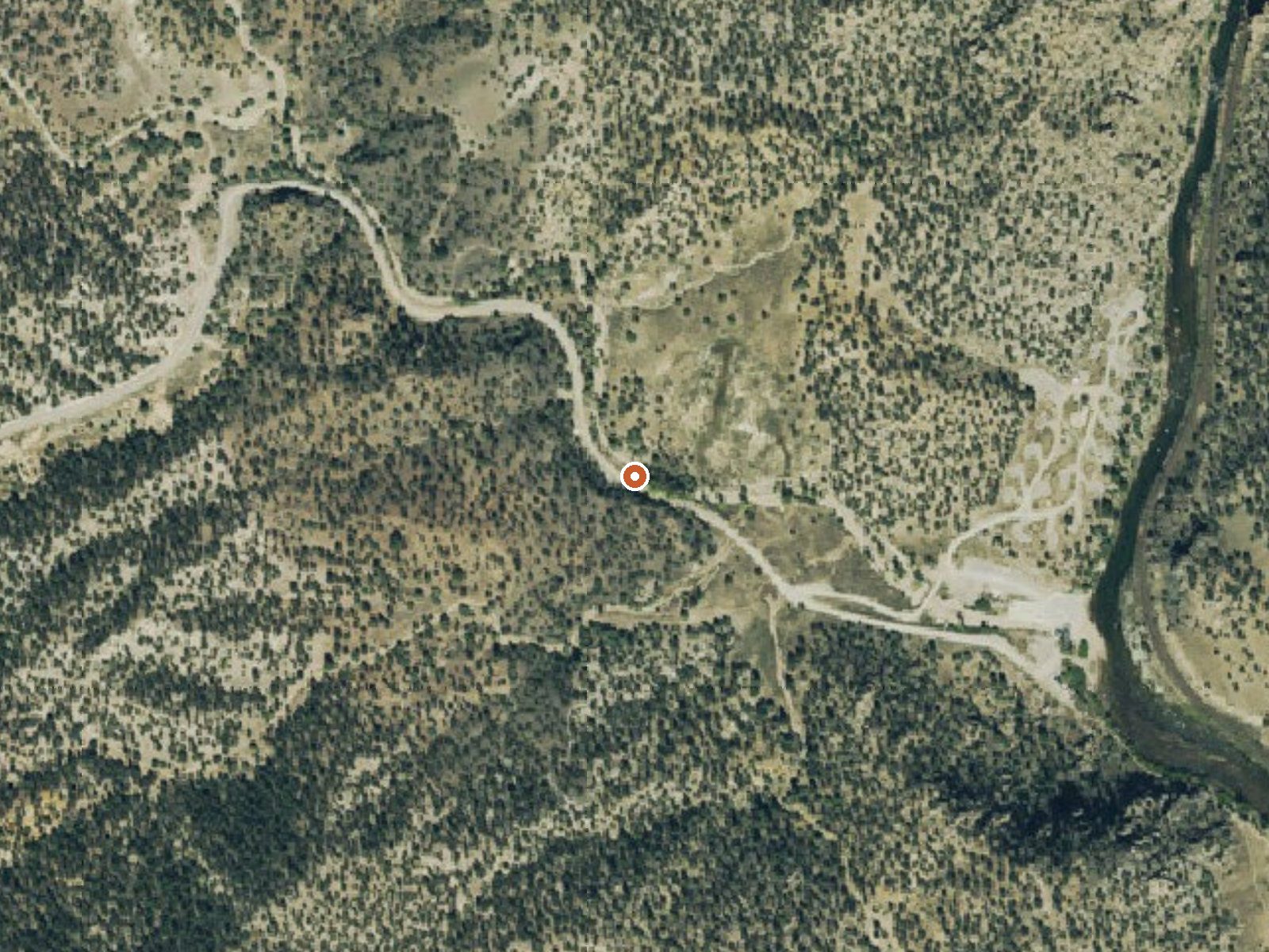 Aerial view of the ground around Browns Canyon Warm Spring