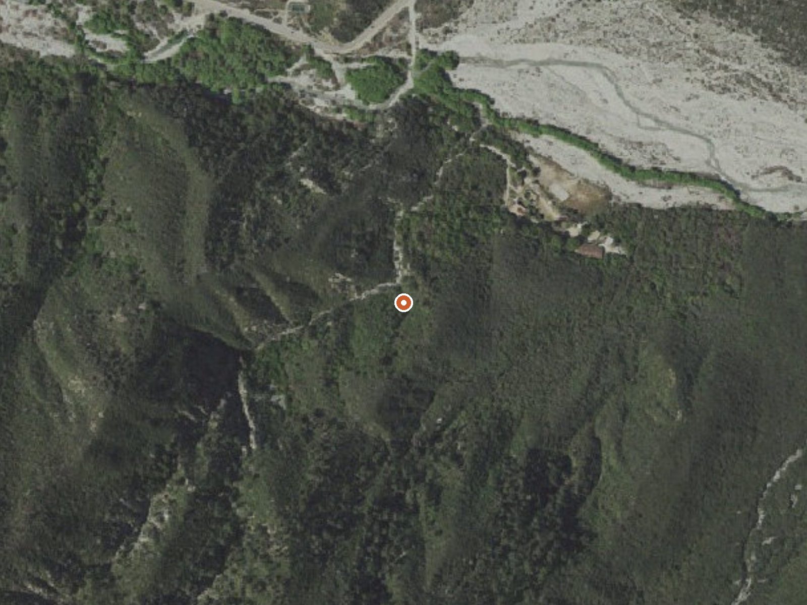 Aerial view of the ground around Tylers Bath Spring