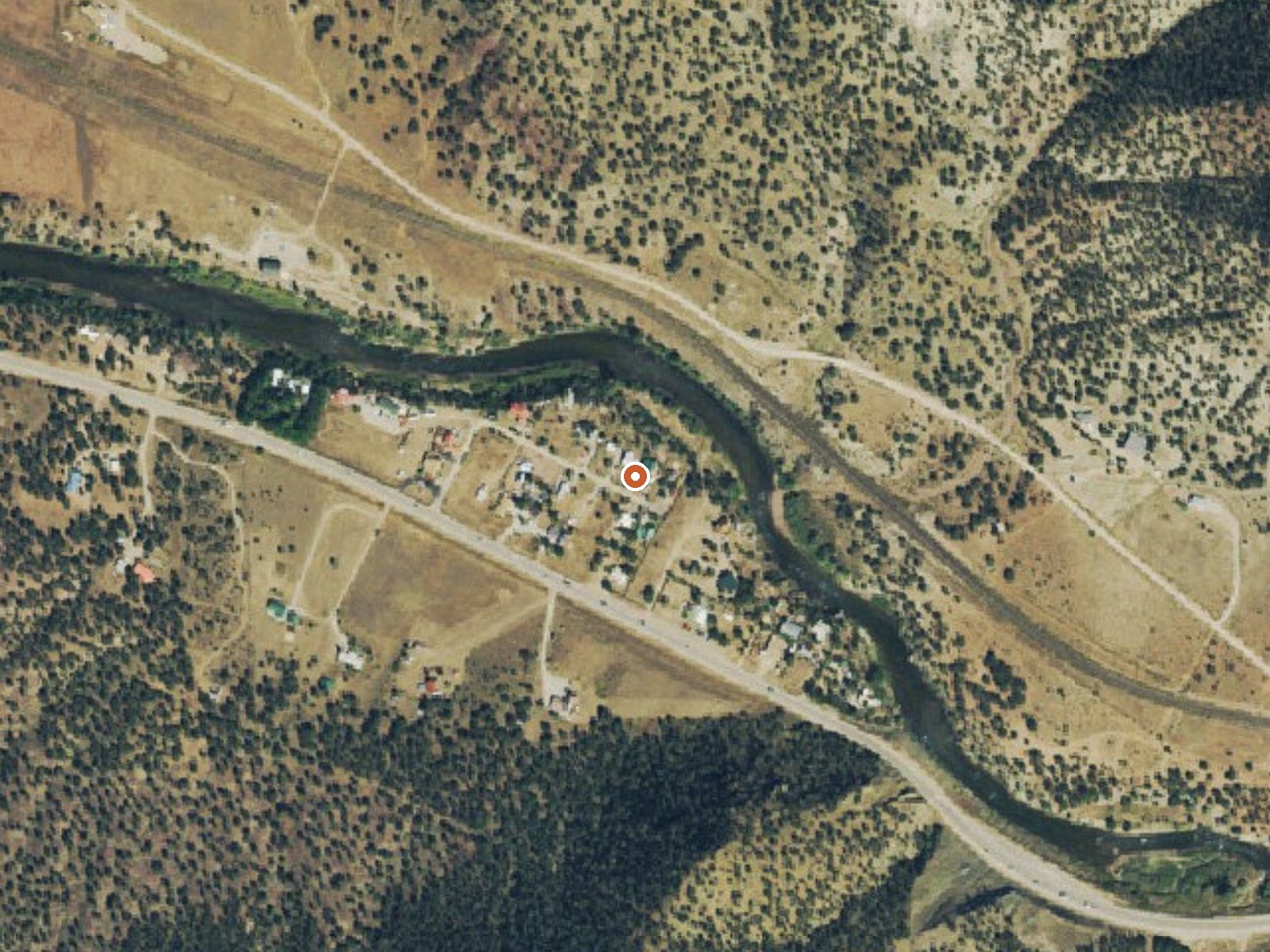 Aerial view of the ground around Swissvale Warm Springs