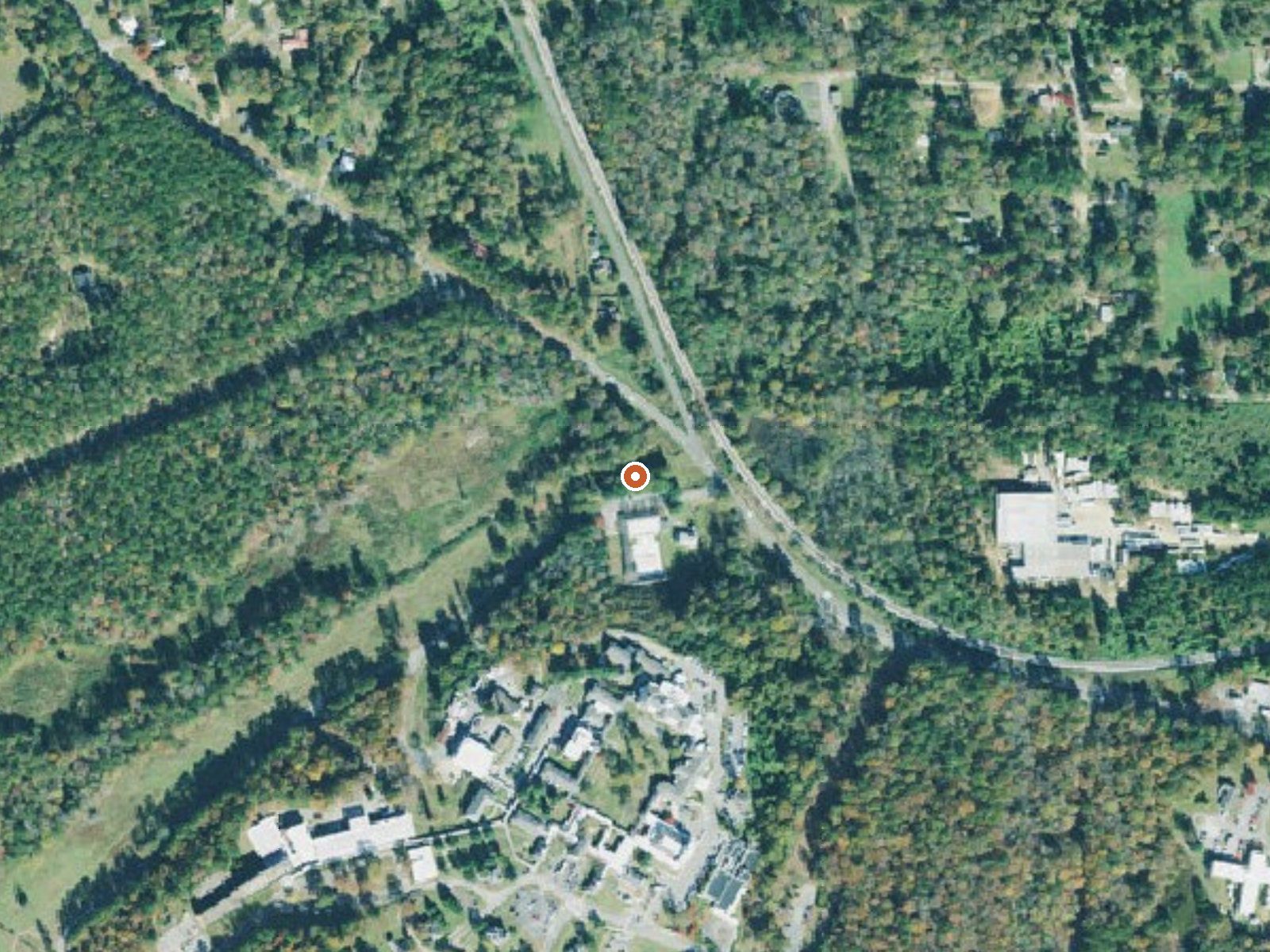 Aerial view of the ground around Warm Springs