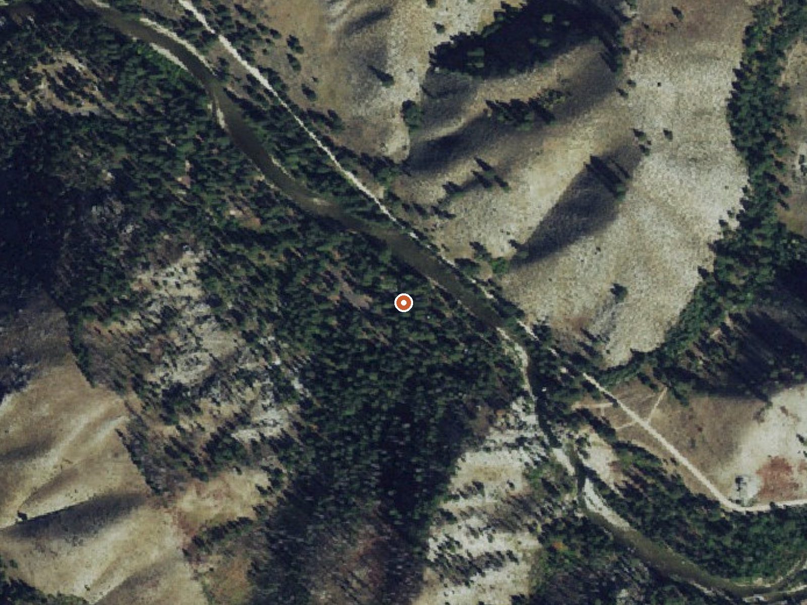 Aerial view of the ground around Baumgartner Hot Spring