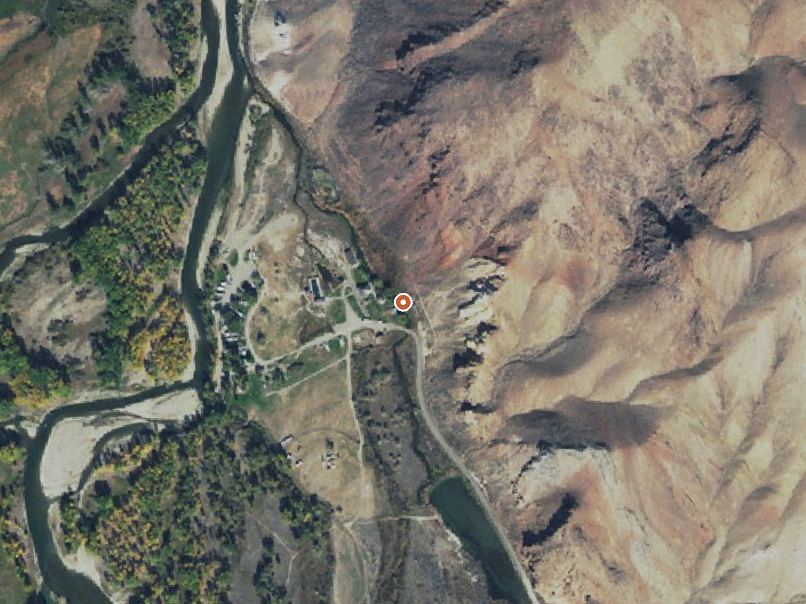 Aerial view of the ground around Beardsley Hot Springs