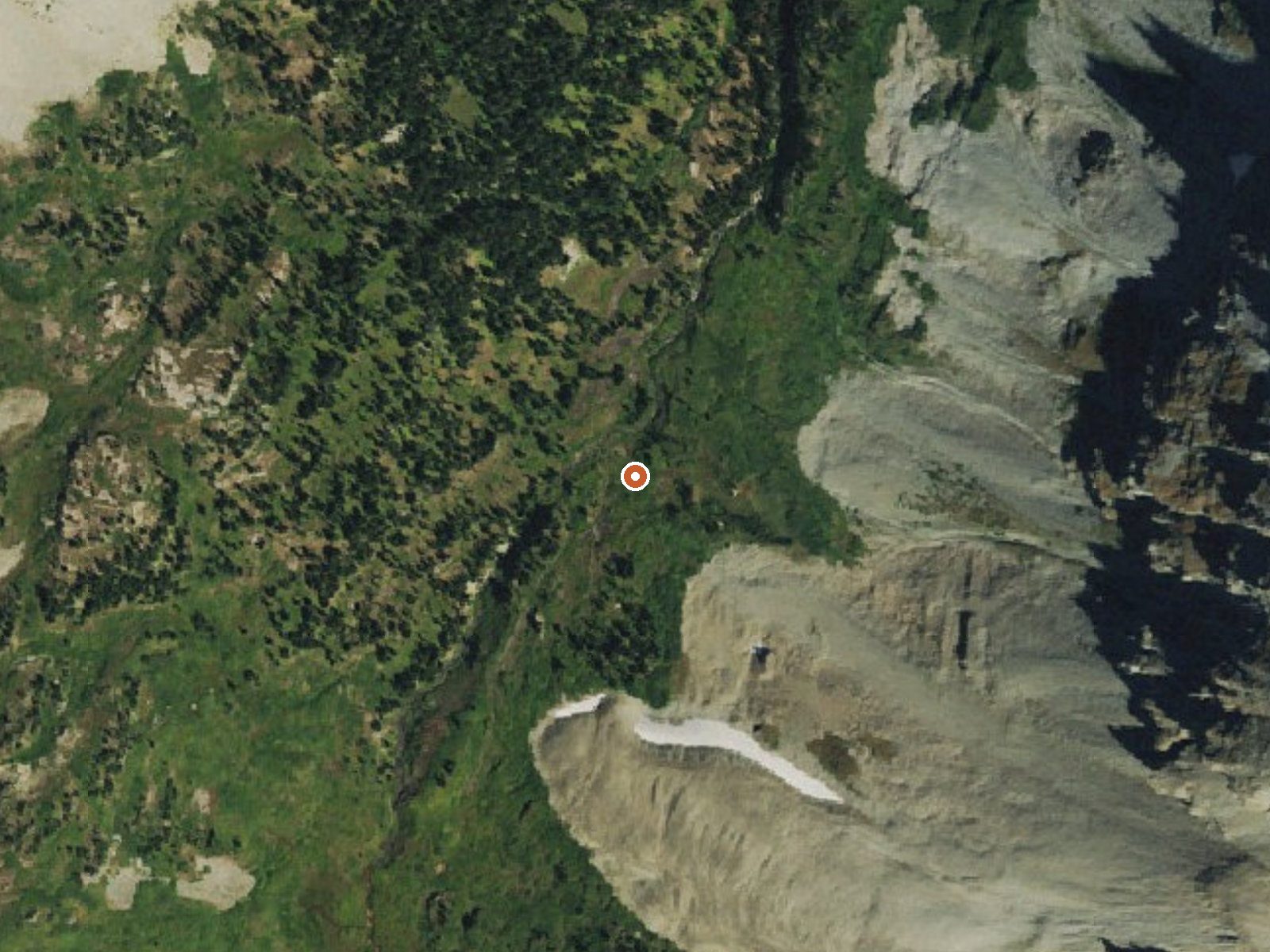 Aerial view of the ground around Conundrum Hot Springs