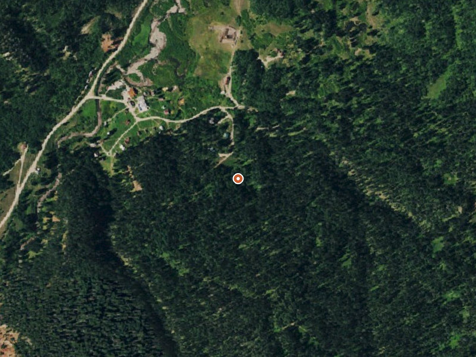 Aerial view of the ground around Dunton Hot Spring