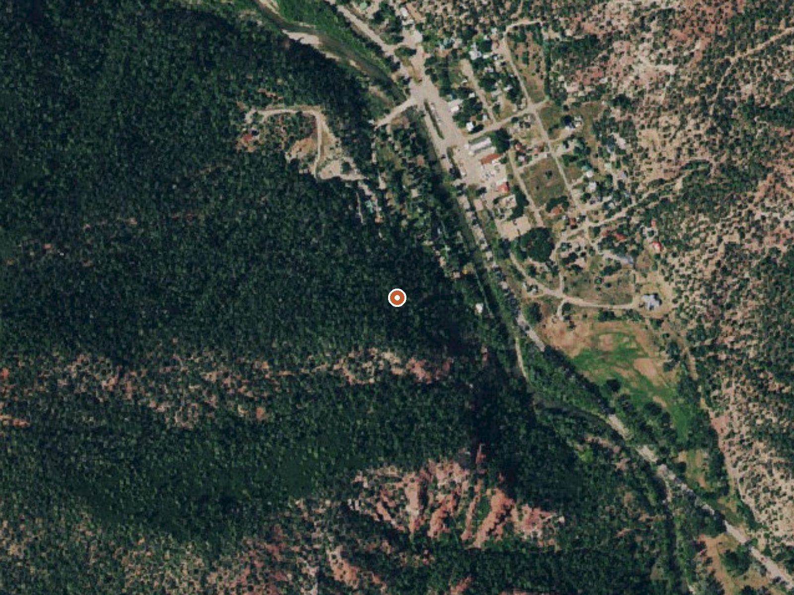 Aerial view of the ground around Lemon Hot Spring