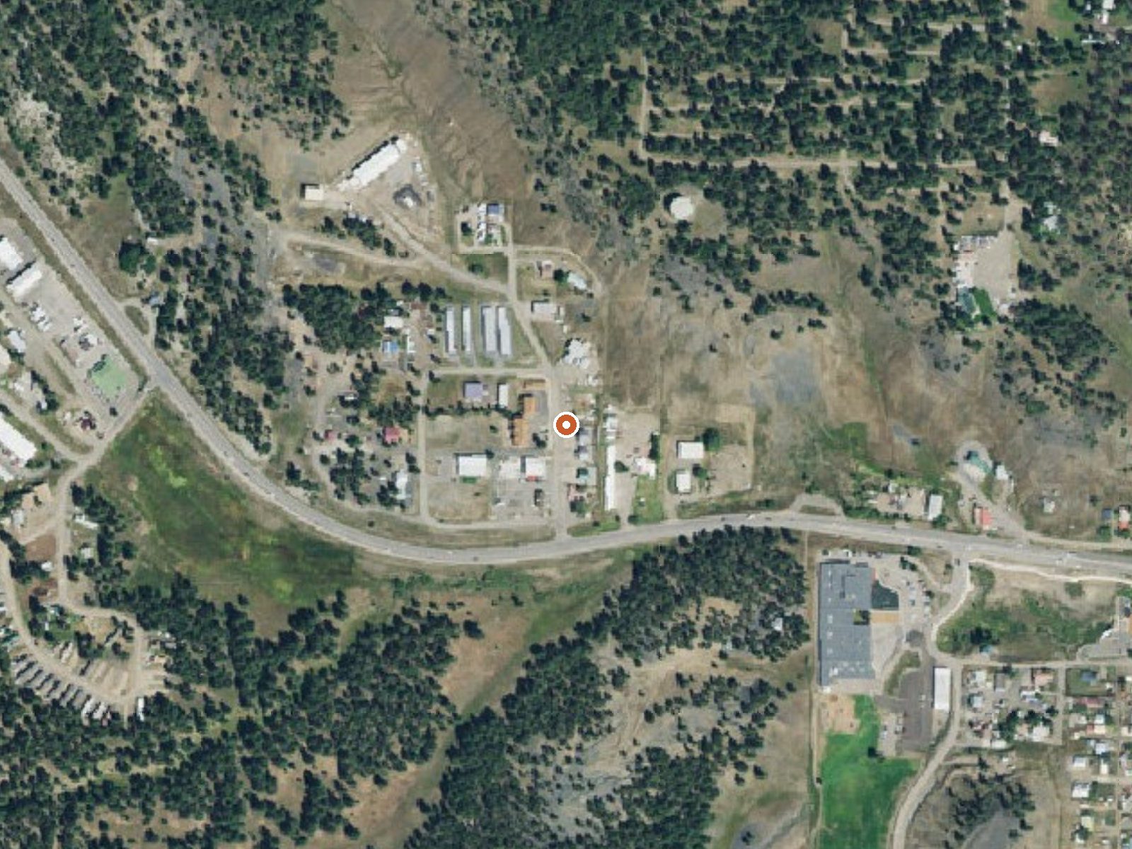 Aerial view of the ground around Pagosa Hot Springs