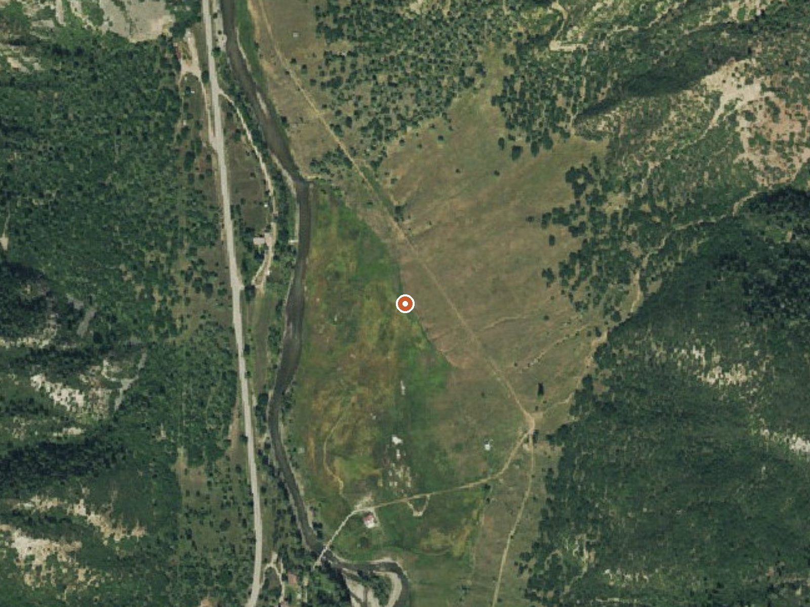 Aerial view of the ground around Penny Hot Springs