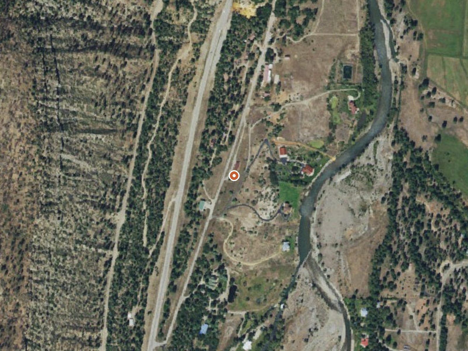 Aerial view of the ground around Pinkerton Hot Springs