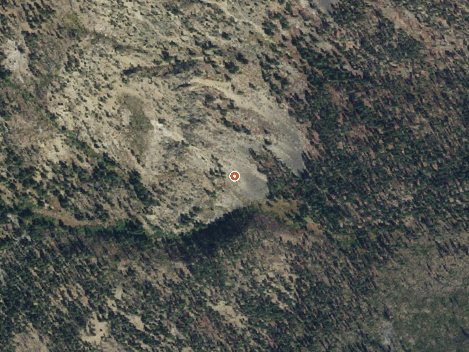 Aerial view of the ground around Hot Creek Warm Spring