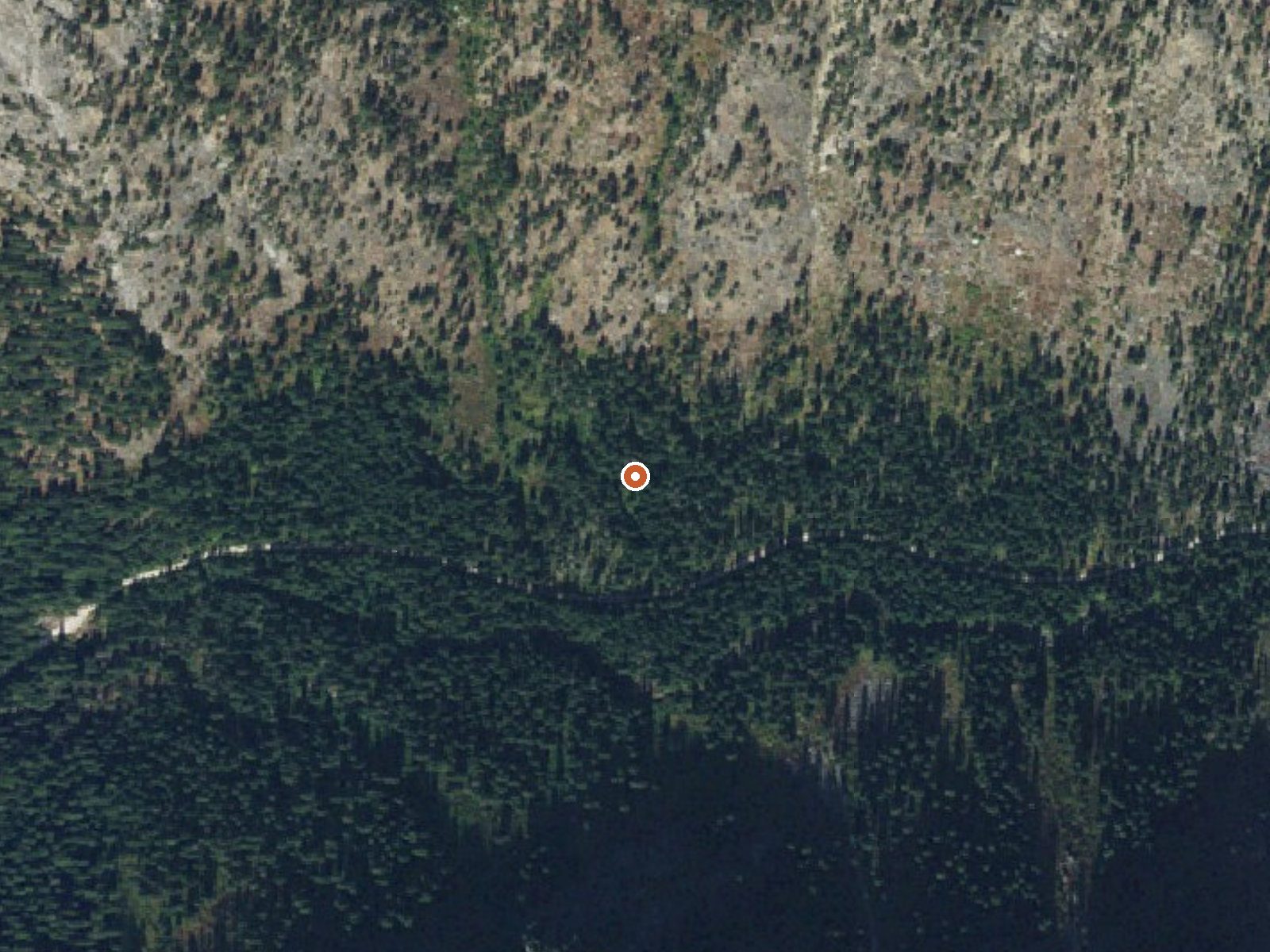 Aerial view of the ground around Lick Creek Warm Spring