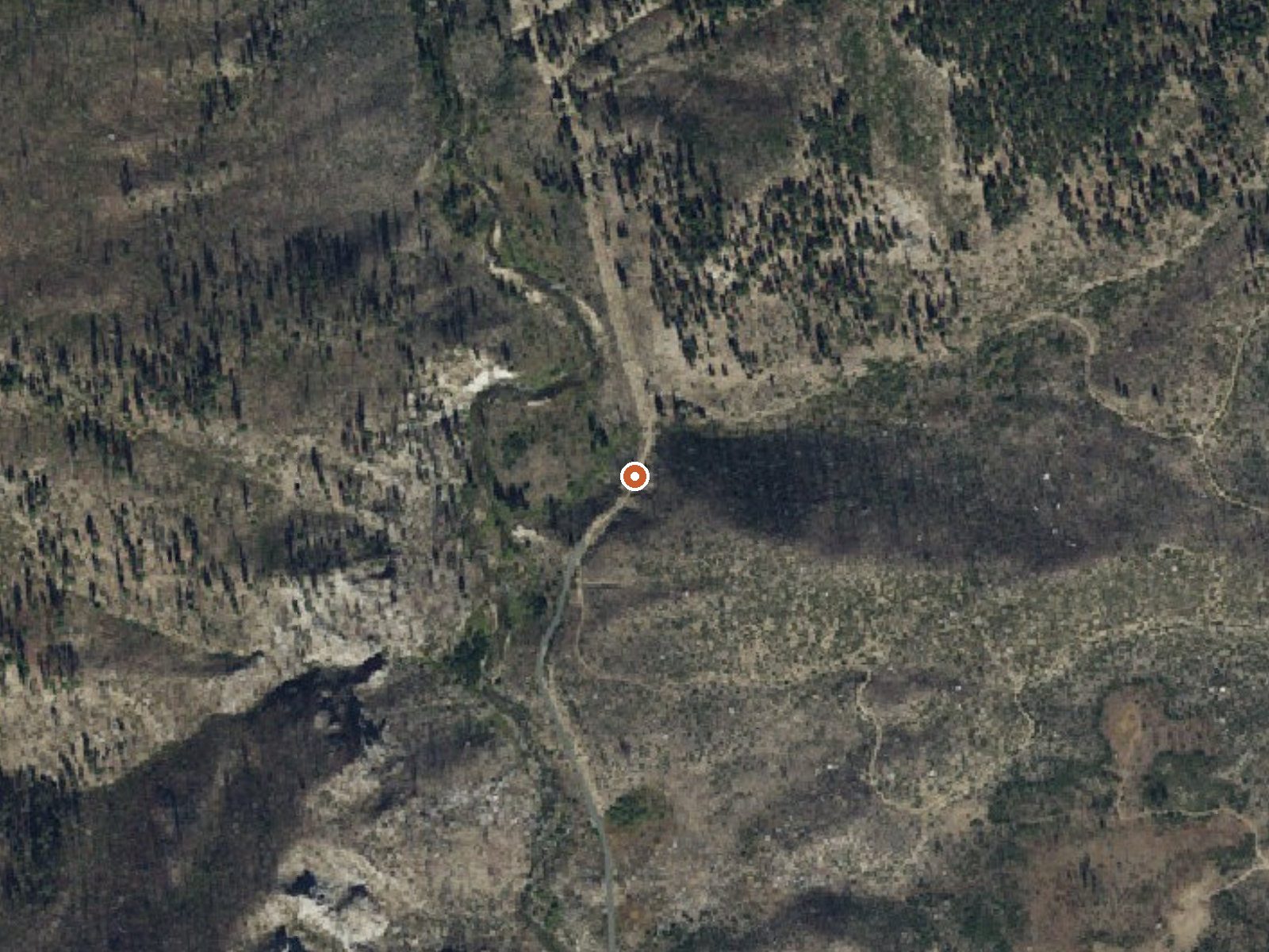 Aerial view of the ground around Mollys Hot Spring