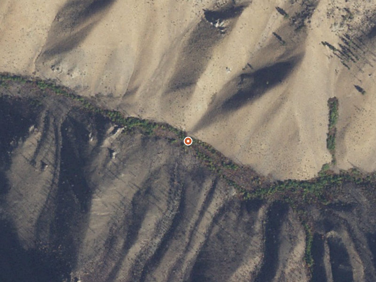 Aerial view of the ground around Mormon Ranch Warm Spring