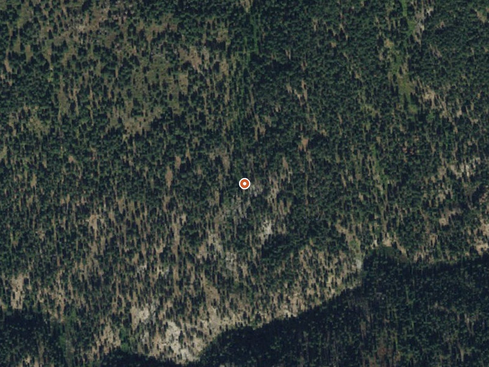 Aerial view of the ground around Bull Creek Hot Springs