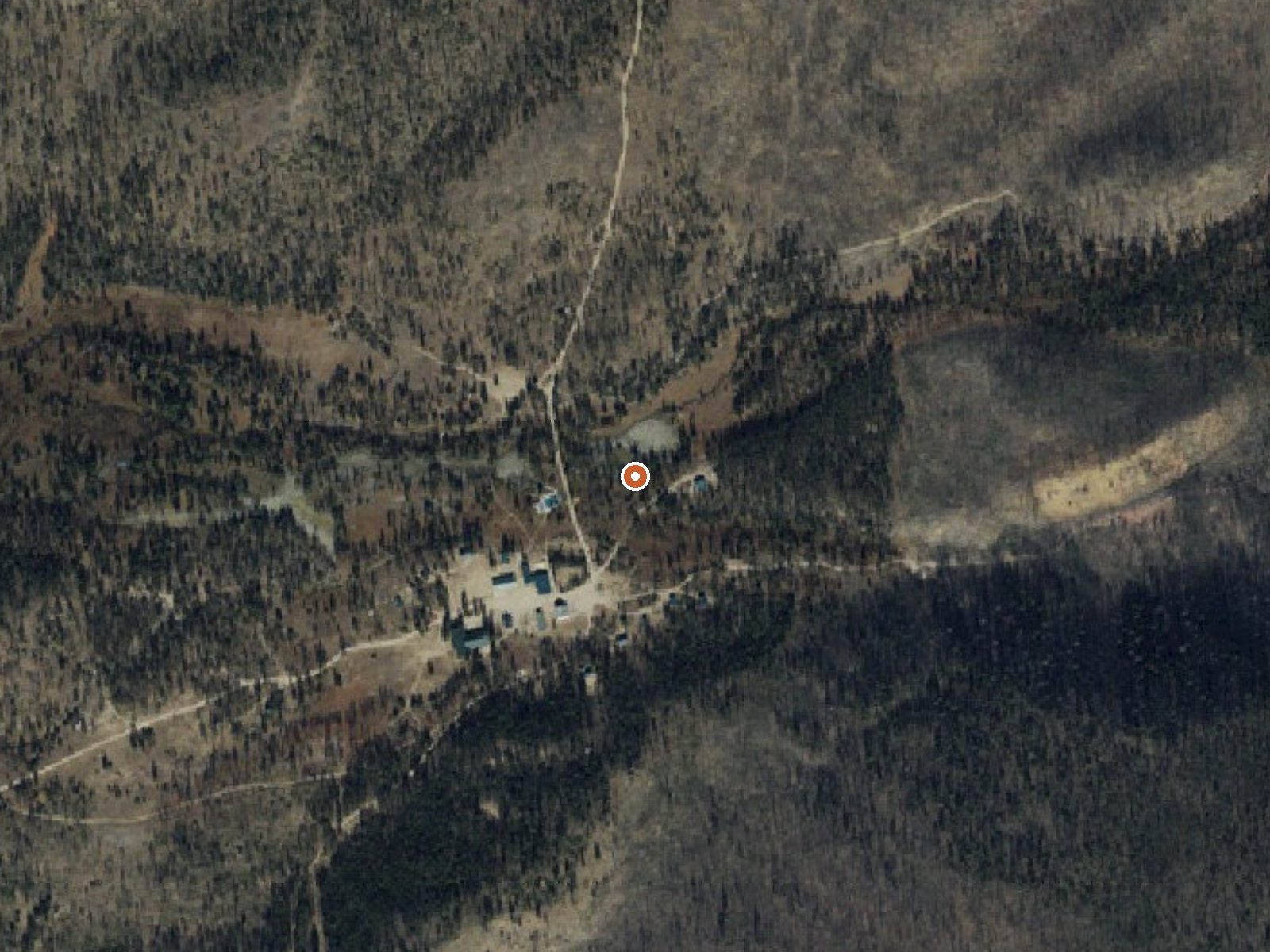 Aerial view of the ground around Cape Horn Warm Springs