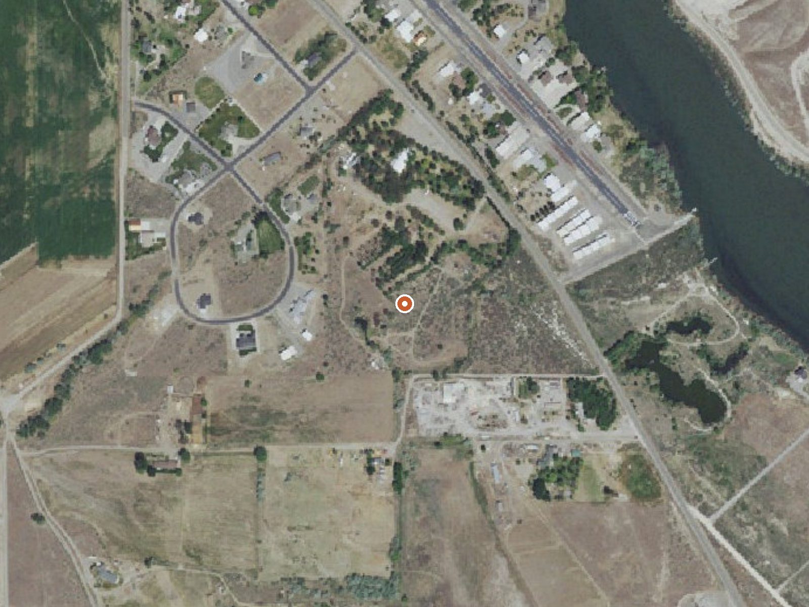 Aerial view of the ground around Givens Hot Springs