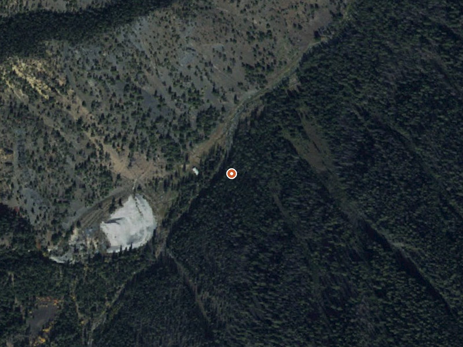 Aerial view of the ground around Slate Creek Hot Spring