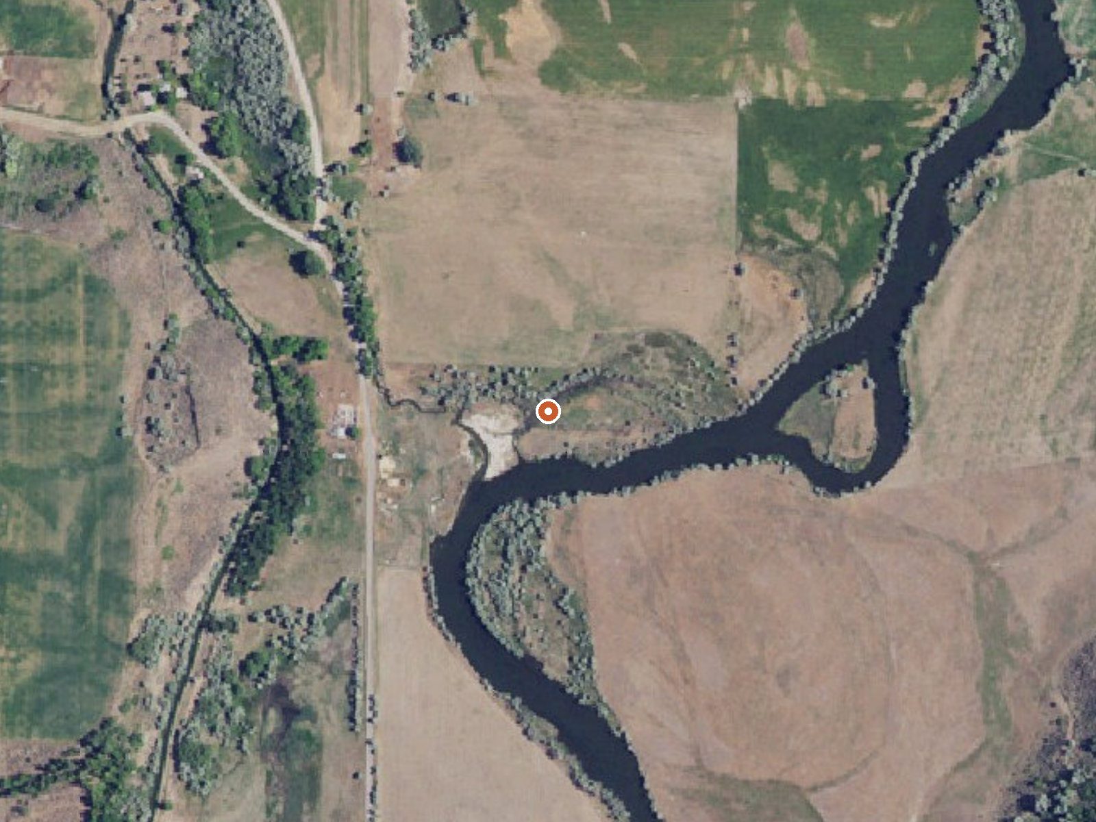 Aerial view of the ground around Squaw Hot Springs