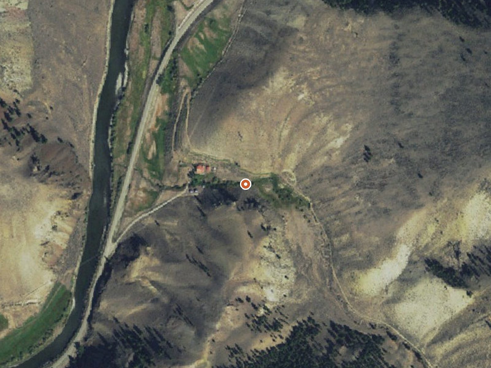 Aerial view of the ground around Sullivan Hot Springs