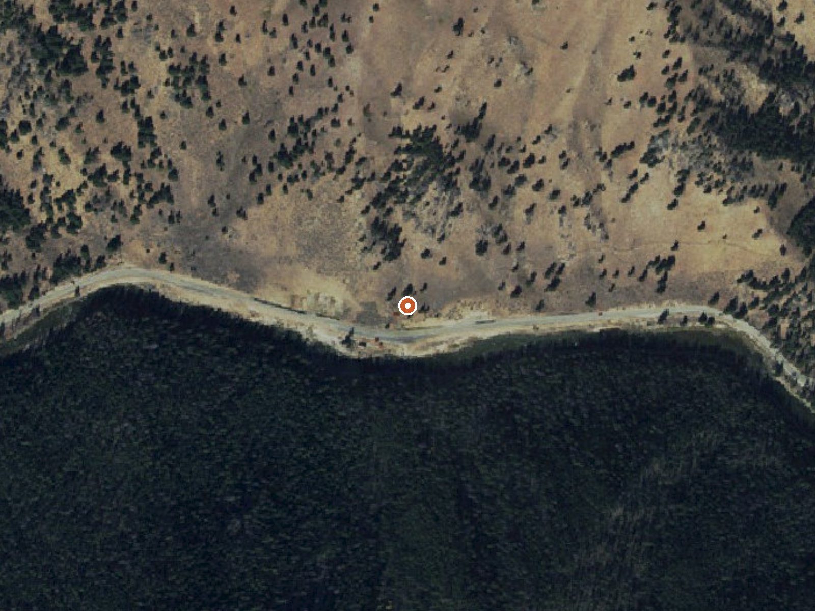 Aerial view of the ground around Sunbeam Hot Springs