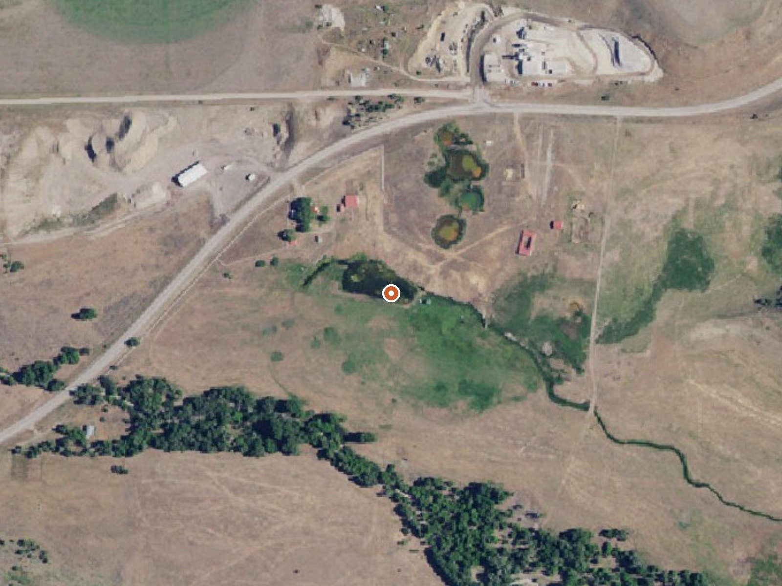 Aerial view of the ground around Treasureton Hot Springs