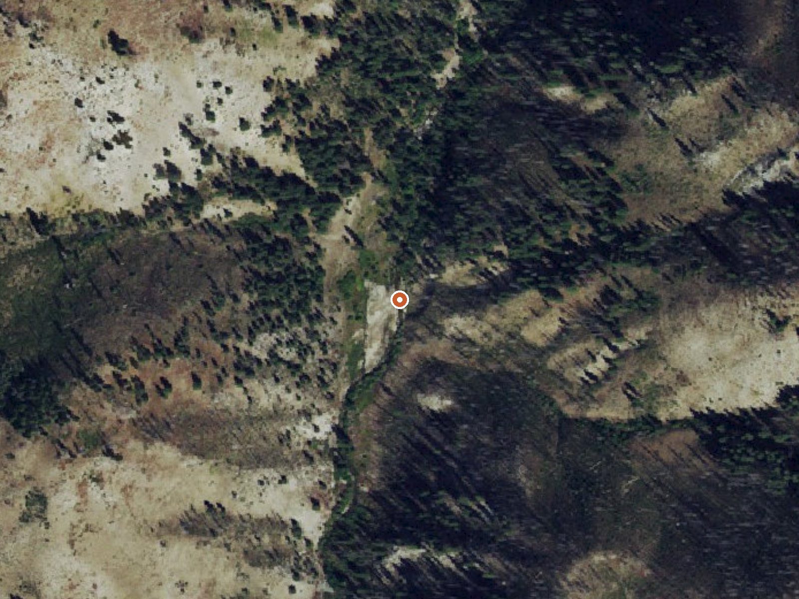Aerial view of the ground around Willow Creek Hot Spring