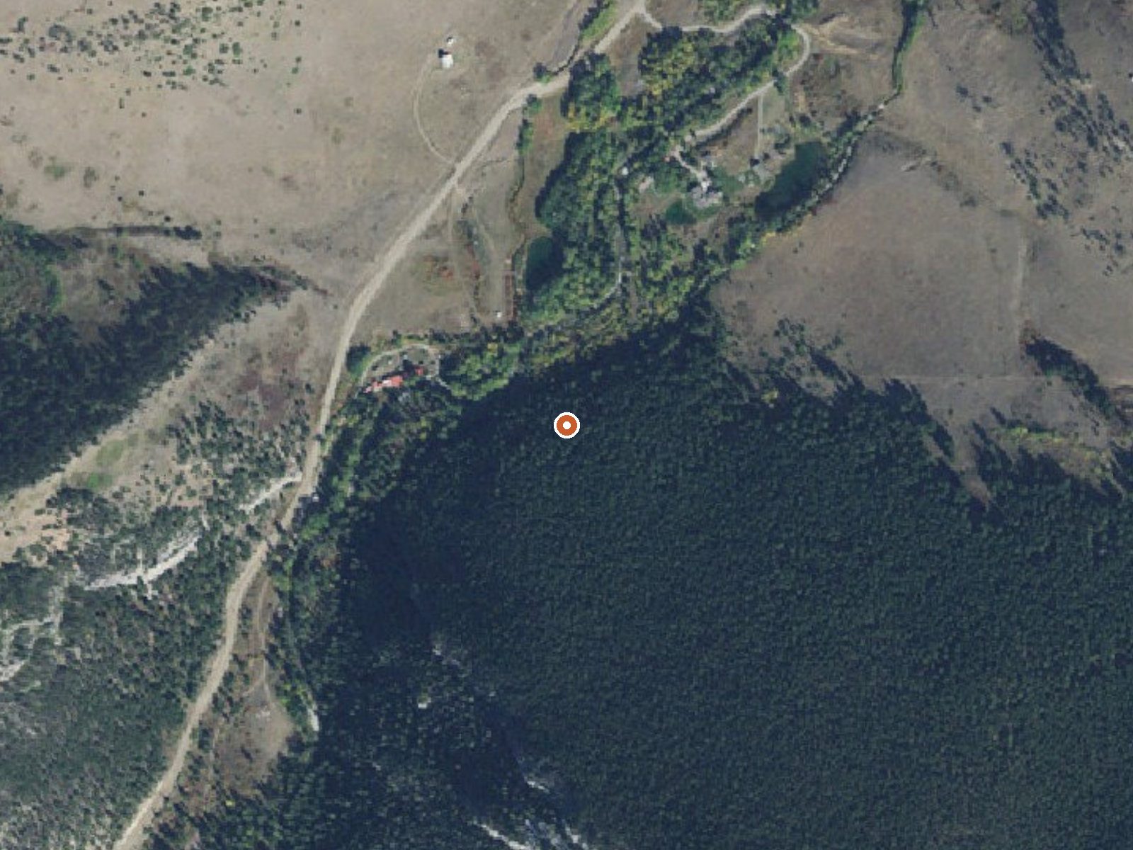 Aerial view of the ground around Anderson Springs