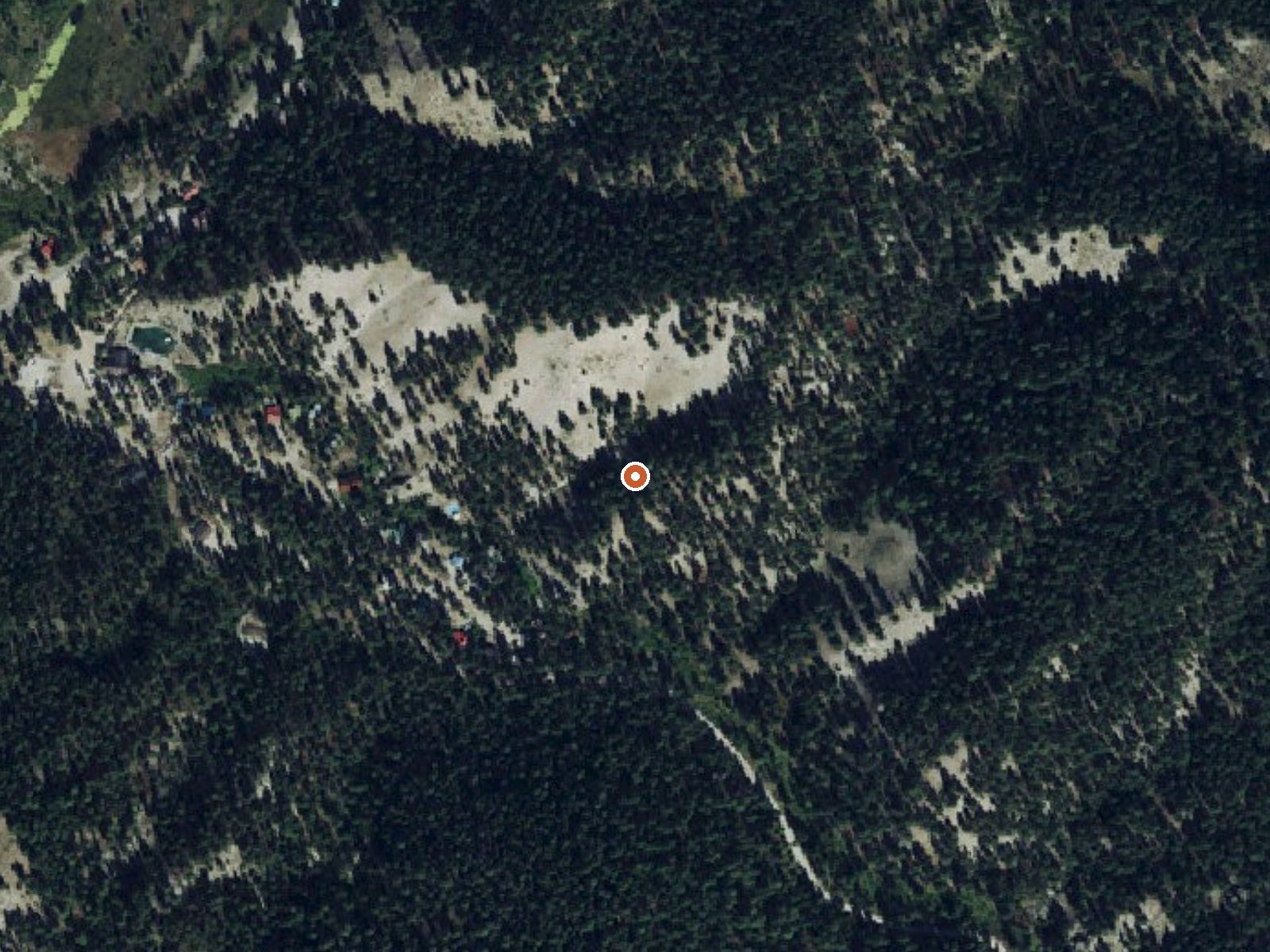 Aerial view of the ground around Paradise Hot Springs